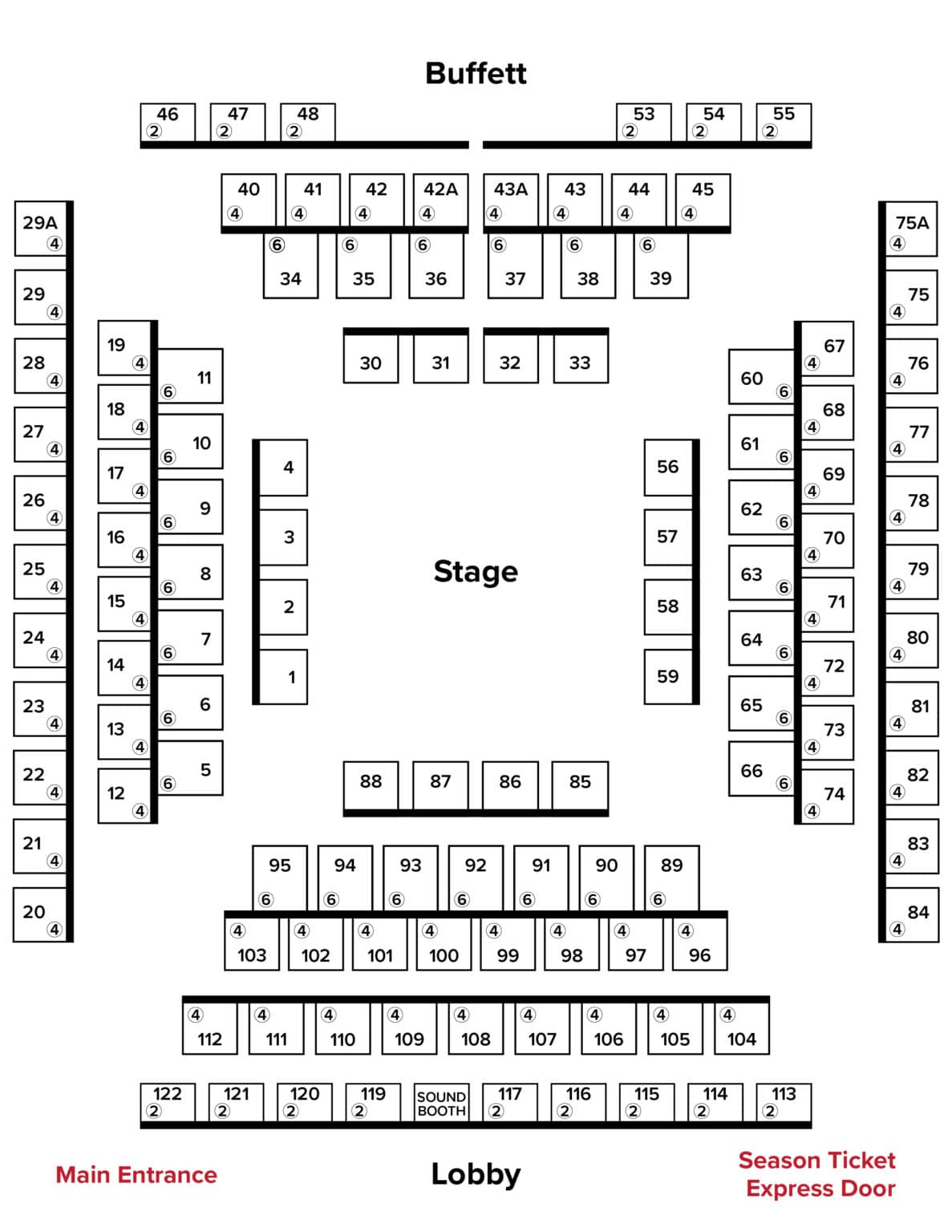 Seating Chart Derby Dinner Playhouse