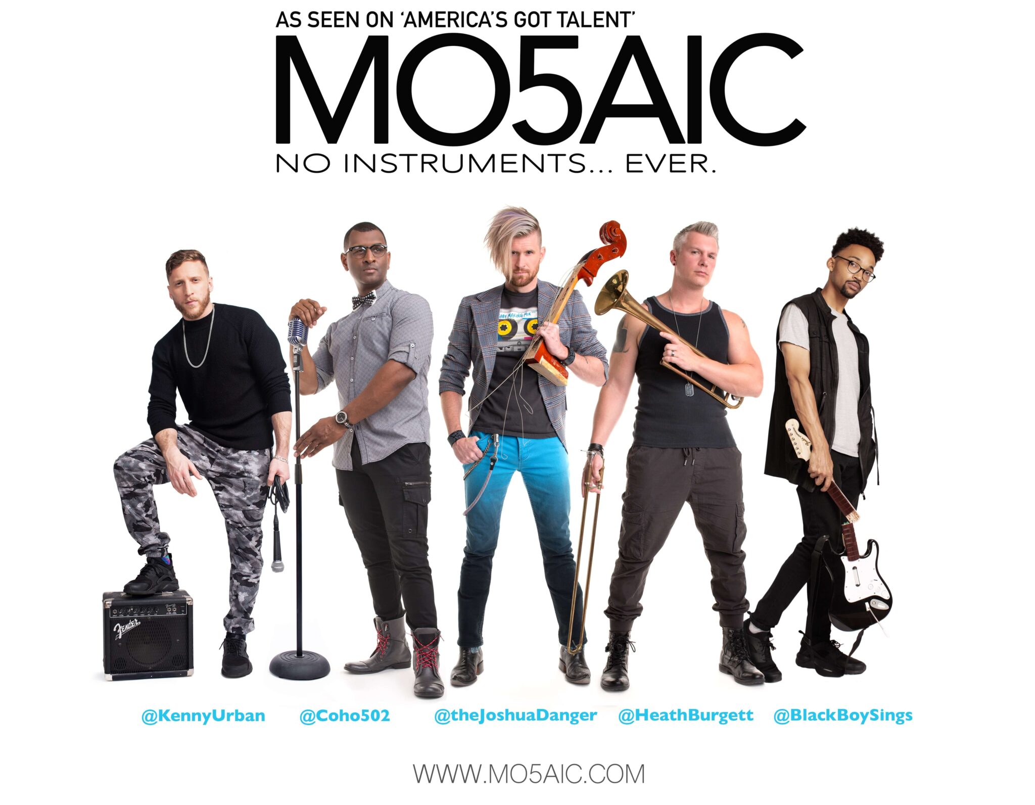 Mo5aic poster - Group of 5 musicians standing together